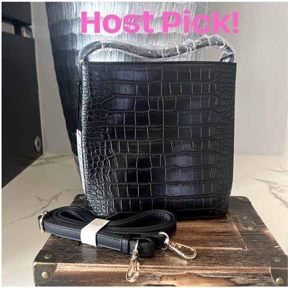 AOTA Elena Vegan Leather Bucket Bag in Black - Picture 1 of 11